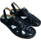 Stylish Black Sandals With Zip Detail Men's Comfortable Footwear UK11