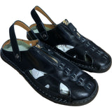 Stylish Black Sandals With Zip Detail Men's Comfortable Footwear UK11