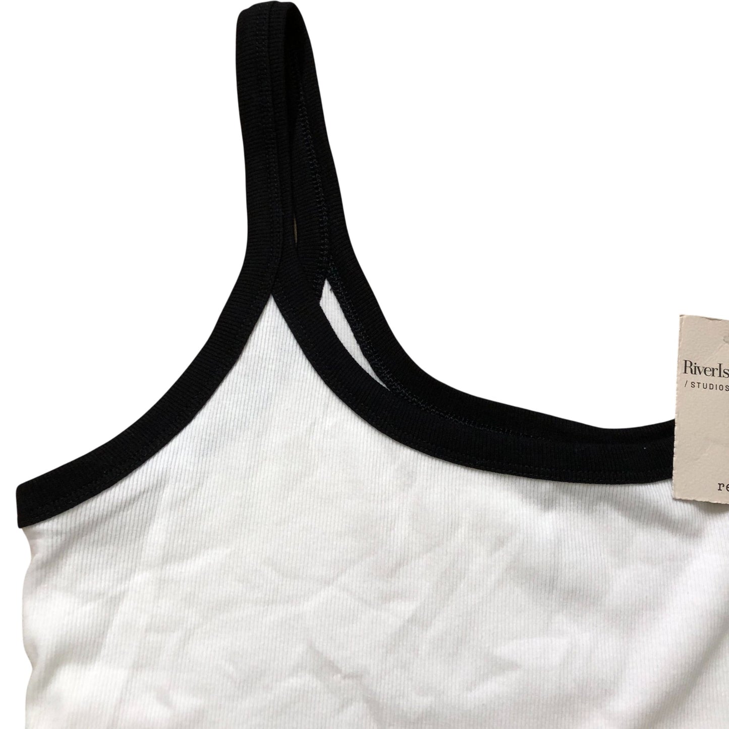 River Island Relaxed Camisole Top Size L Women's White With Black Trim