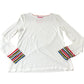 White Stripe Cuff Long Sleeve Top - Size 10