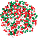 1000Pcs Plastic Round Pony Beads Christmas Red Green White Crafting