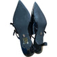 Pointed Toe Slingback Heels Black Faux Patent Leather Size 6