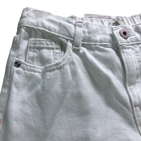 River Island White Wide Leg Kids Jeans Age 9 Years With Friendship Bracelet