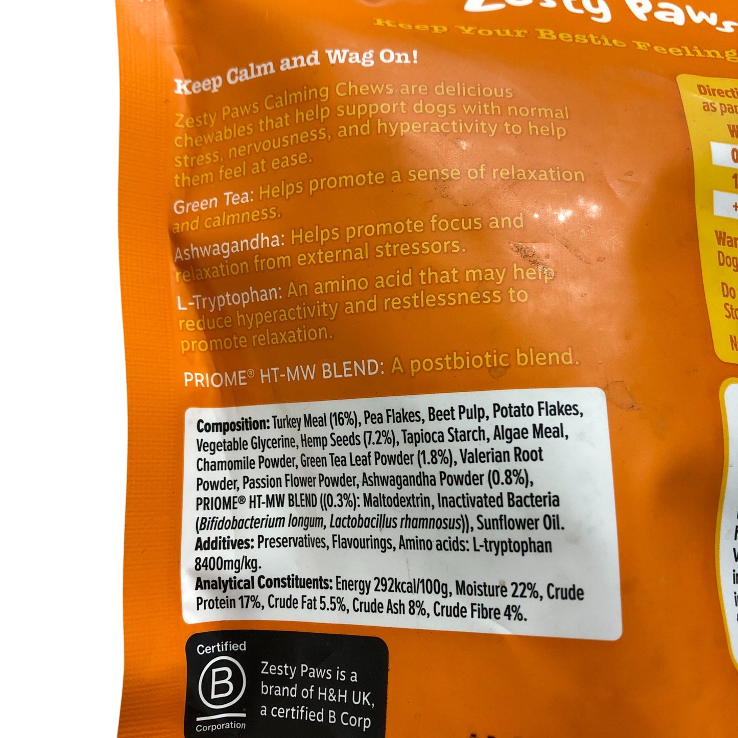 Zesty Paws Calming Chews 200g Behaviour Anxiety Relief Natural Ingredients Dogs