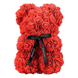Rose Teddy Bear Gift Box Red Artificial Flowers Perfect For Gifting 9" Tall