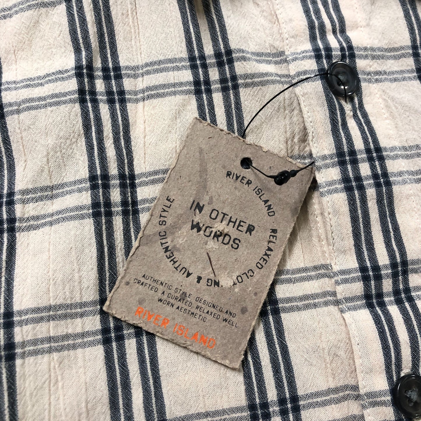 River Island Plaid Shirt S Men's Light Cotton Casual Shirt Blue White
