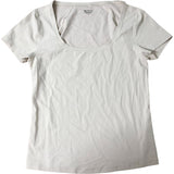 Athleta Women's Medium Scoop Neck Activewear Top Light Beige Short Sleeve