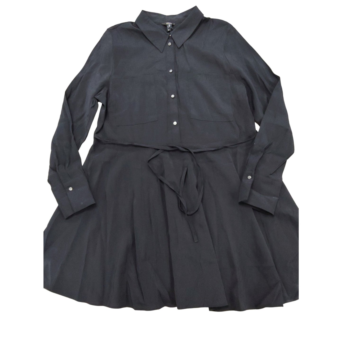 River Island Black Shirt Dress UK16 Women's Long Sleeve Collar Dress