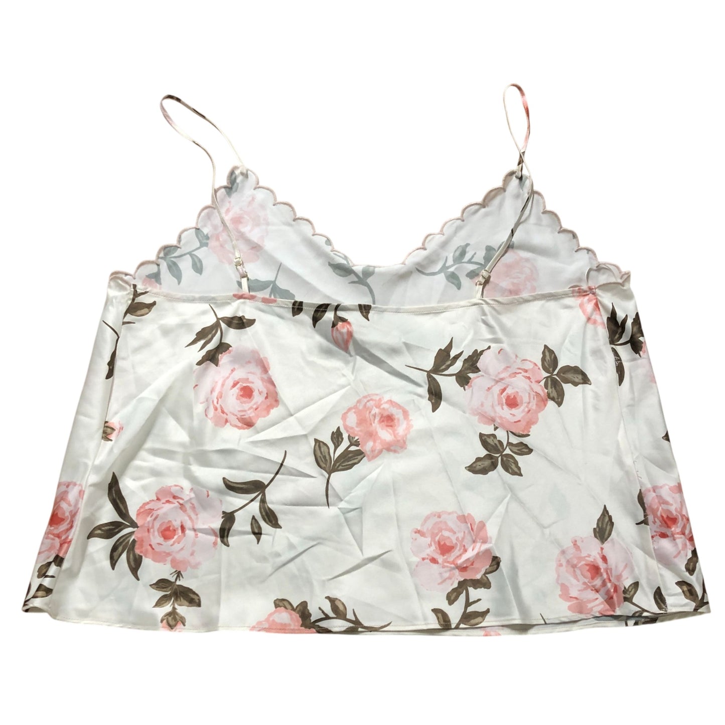 River Island Camisole Women's Floral Satin Top with Scalloped Edges Size 18