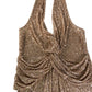 River Island UK12 Women's Sequin Halter Neck Top Sparkly Party Wear Blush