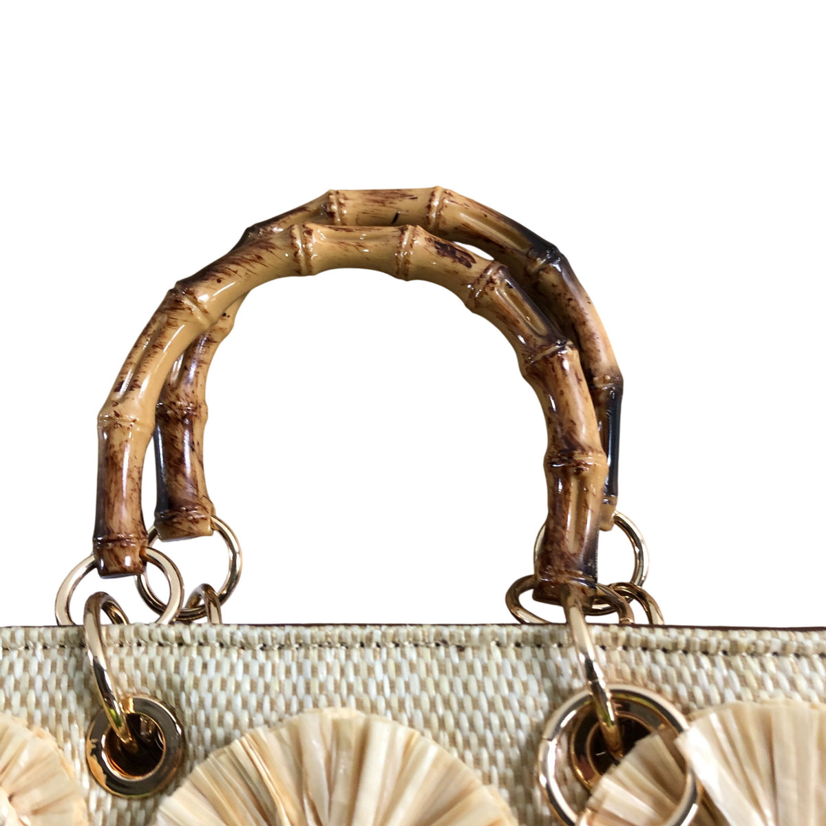 River Island Beige Raffia Gem Flower Tote Bag
