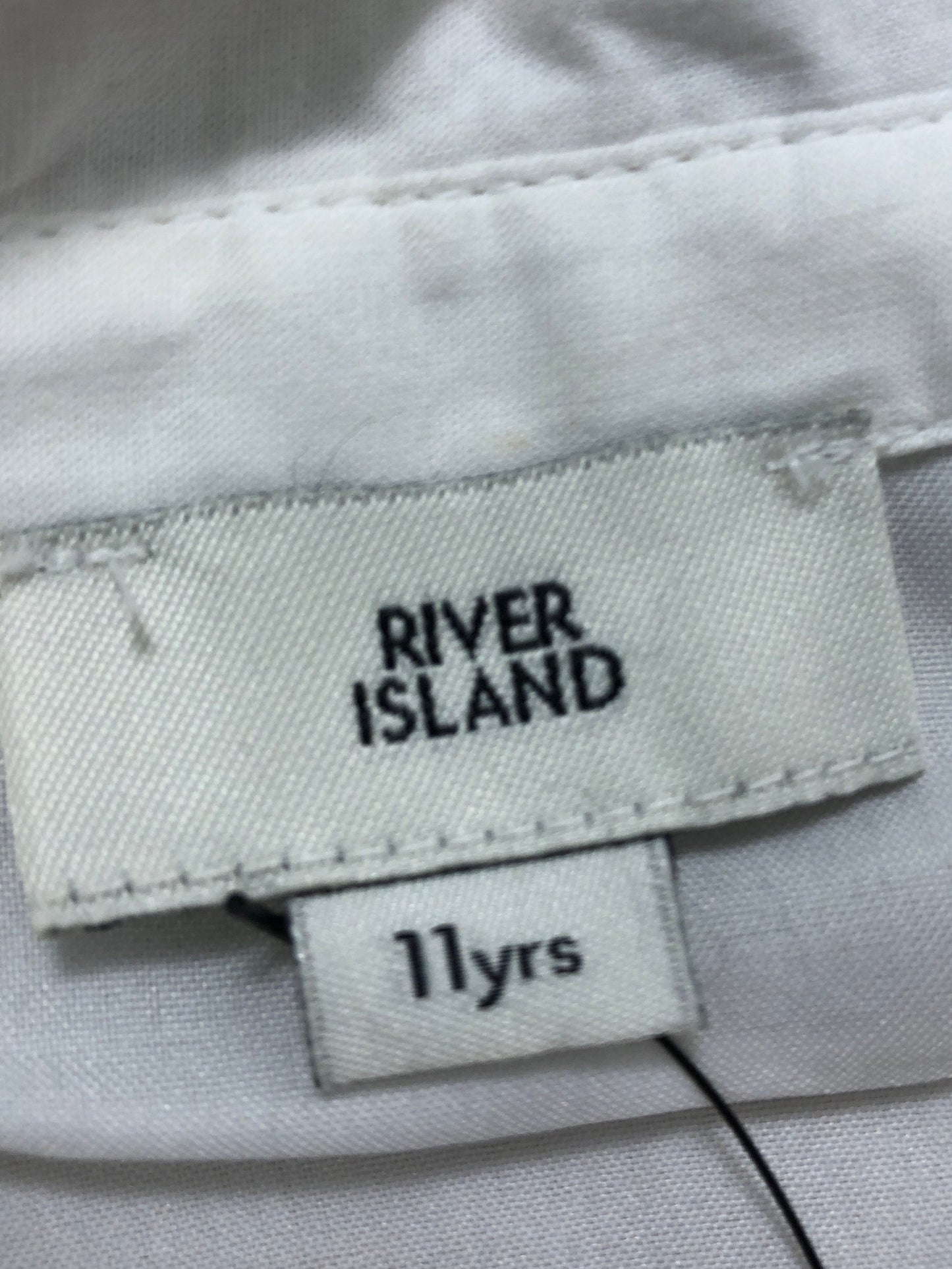 River Island White Dress 11yrs Girls Frill Collar Cotton Floral Embroidery