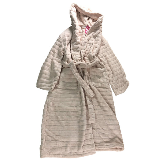 The White Company Women's Robe Soft Pink Organic Cotton Hooded Nightwear Size 8