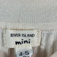 River Island Cream Ribbed Dress with Navy Trim Size 4-5 Months Girls Fashion