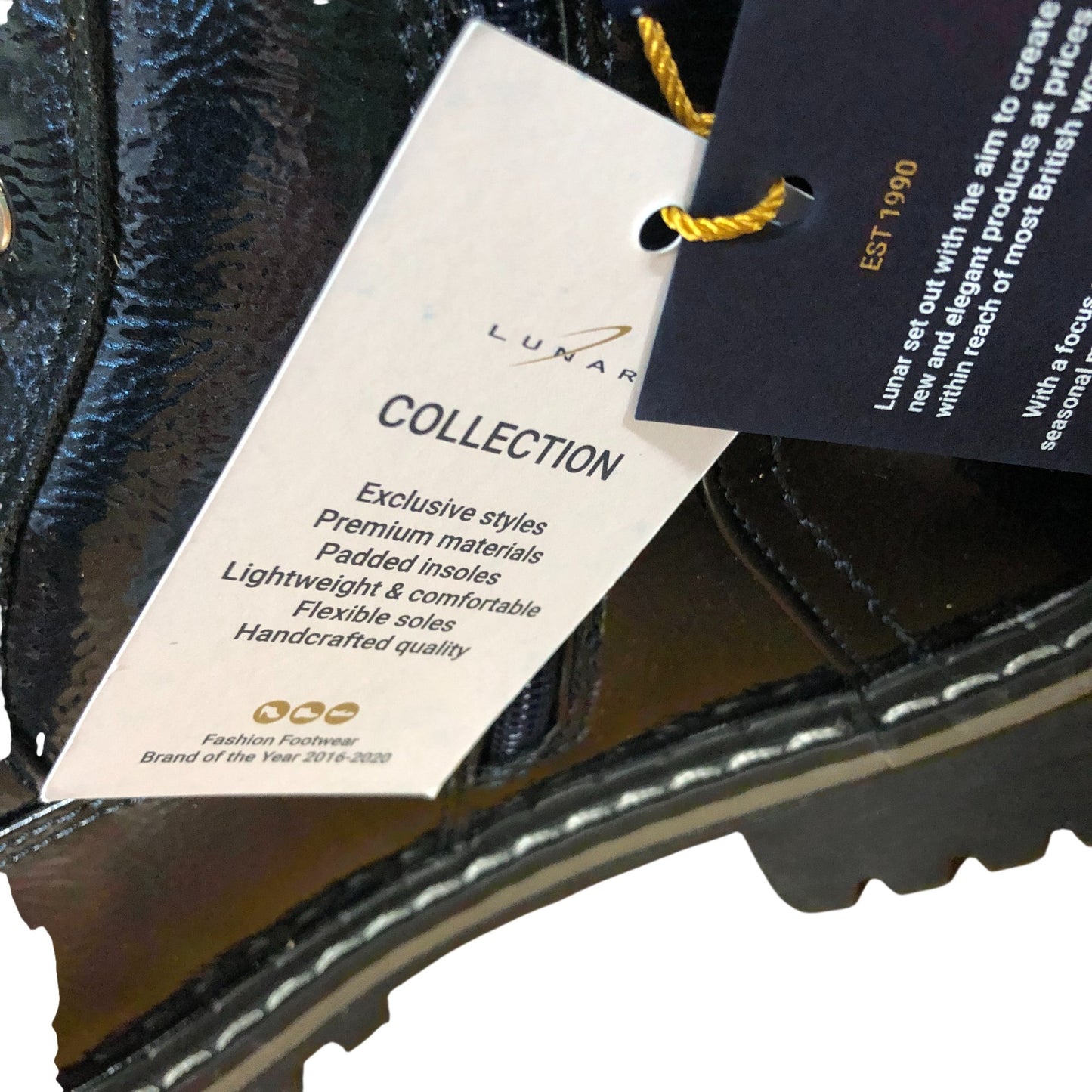 Lunar Dark Blue Ankle Boots UK5 Women's Stylish Lace Up Zip Comfortable Footwear