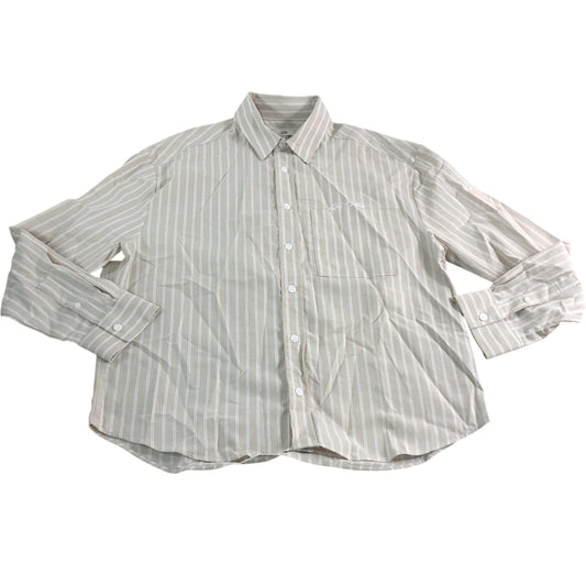 River Island Men's Casual Striped Shirt Size M Beige White Stripes