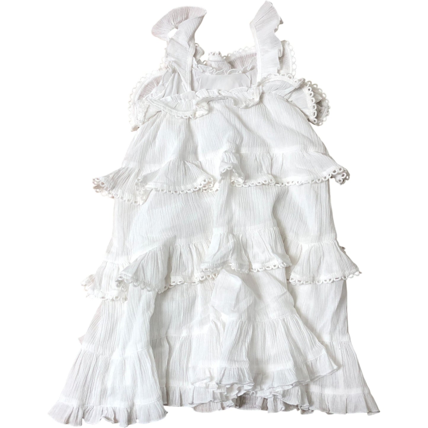 River Island Girls White Ruffle Dress 6 Years Frill Neck Summer Style