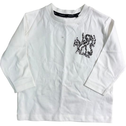 AllSaints Leopard Print Long Sleeve T-Shirt 12-18 Months Unisex Cotton White