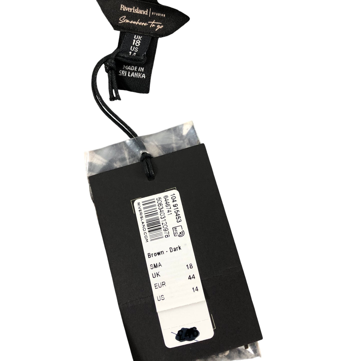 River Island Summer Top UK18 Women's Flowy Floral Print V Neck Brown Dress