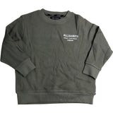 AllSaints Underground Waffle Crew Sweatshirt Size 9-10Y Boys Olive Green