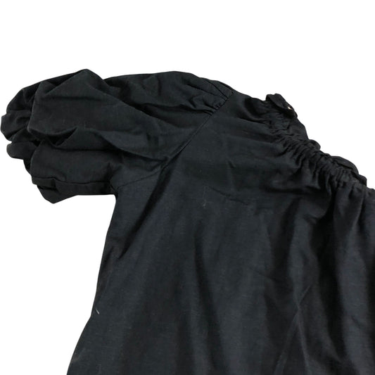 River Island UK6 Women's Black Puff Sleeve One Shoulder Top