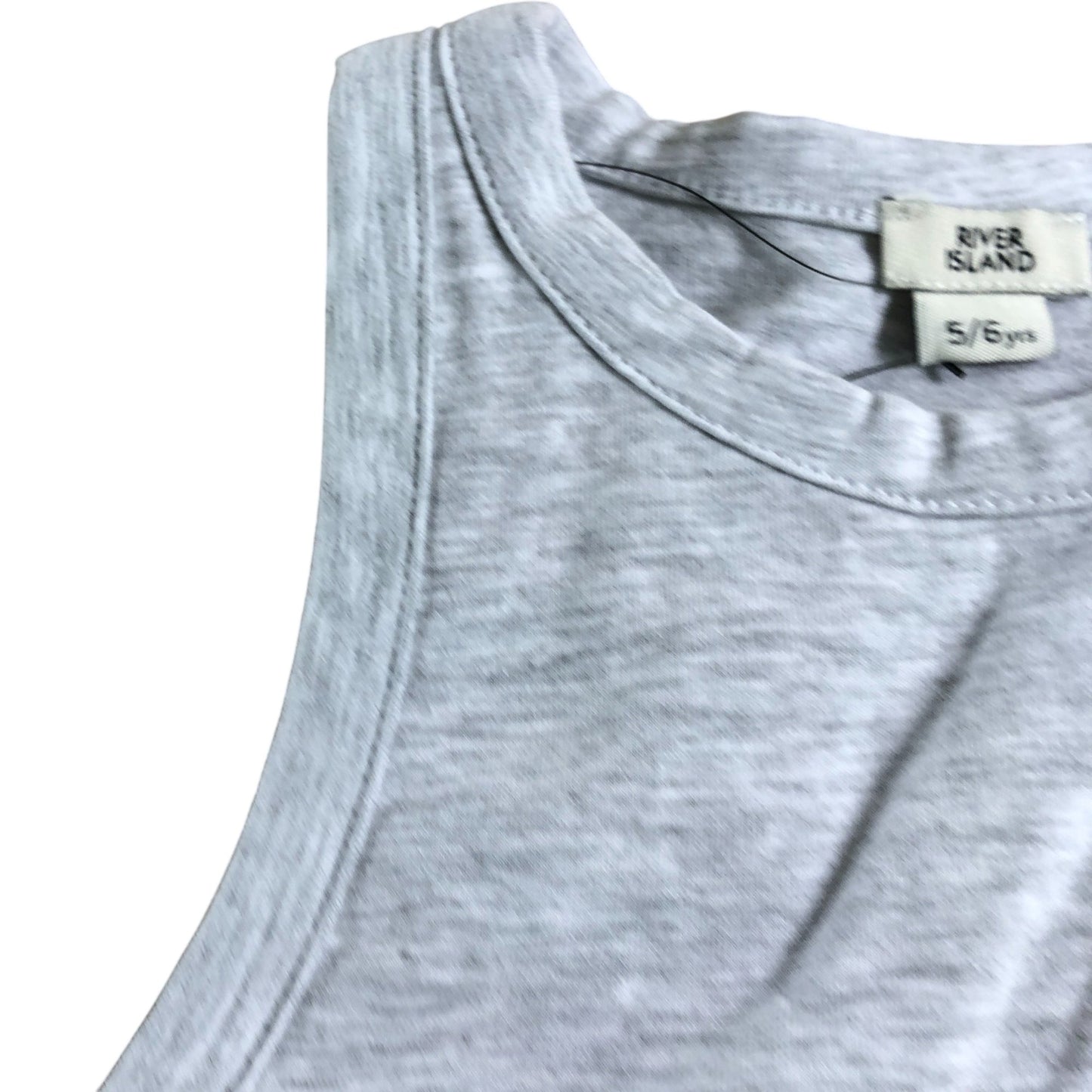 River Island Crop Top UK5-6 Years Girls Grey with Black Logo Trim