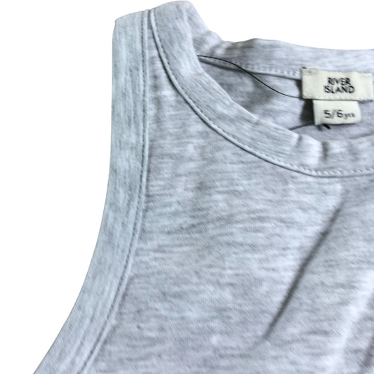 River Island Crop Top UK5-6 Years Girls Grey with Black Logo Trim