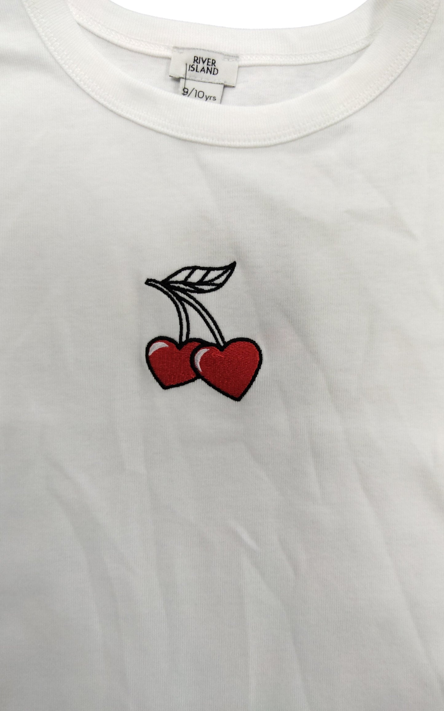 River Island Girls T-Shirt And Skirt Set Size 9-10 Years White Blue Striped