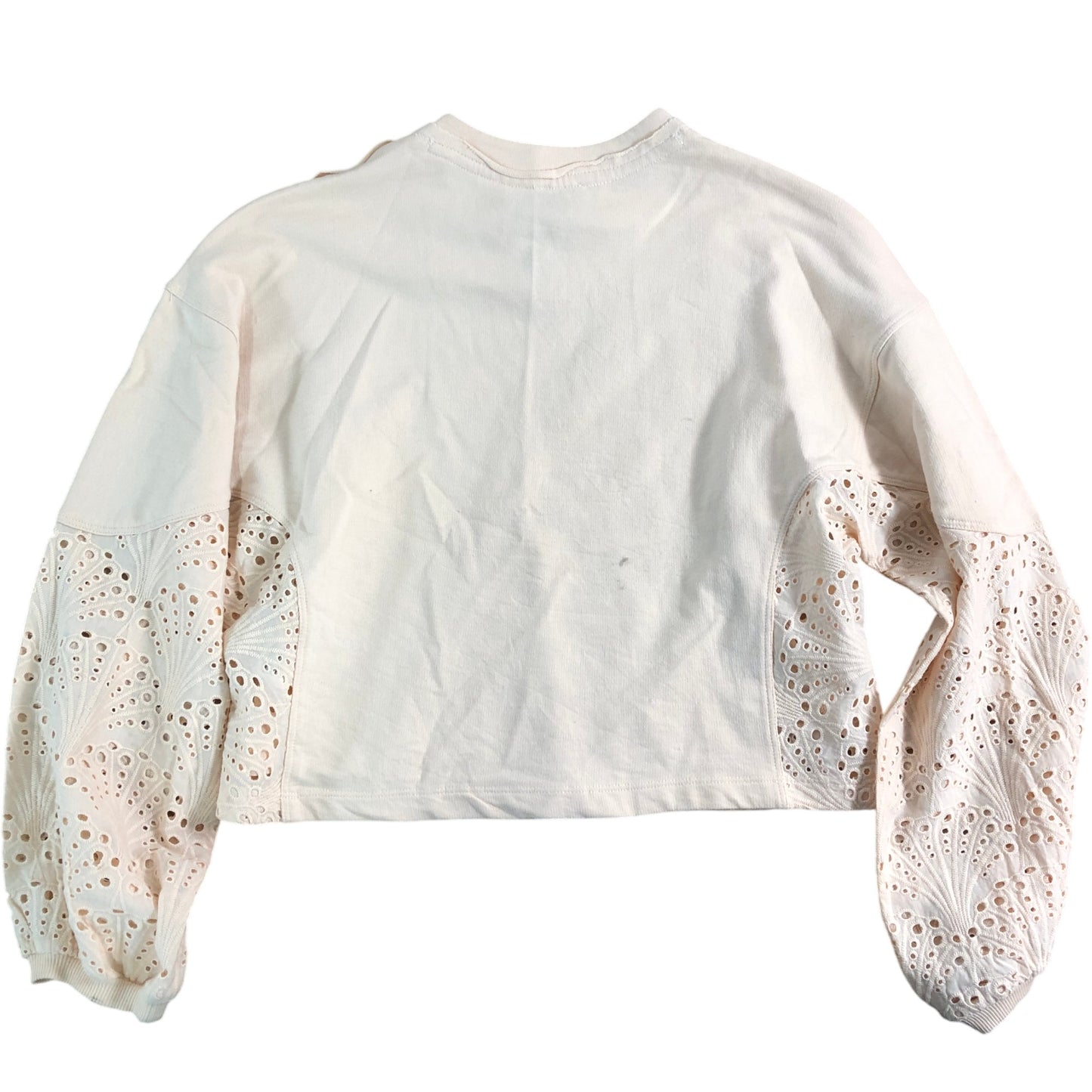 RIVER ISLAND Girls Cream Long Sleeve Top Size 11-12 Years Embroidered Details