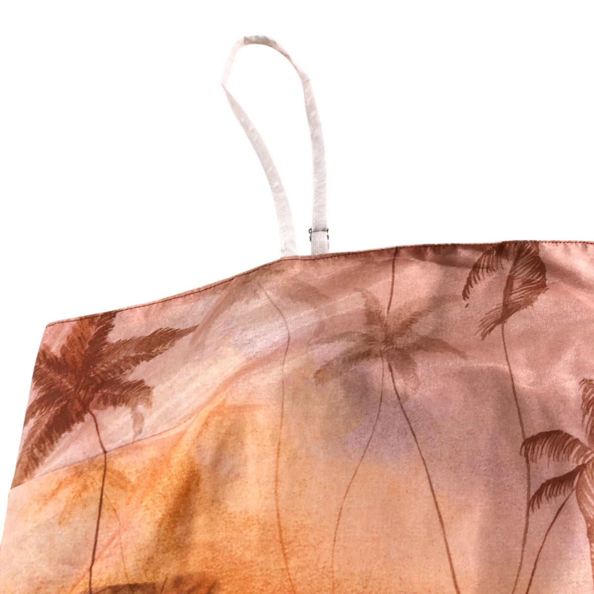 River Island Women's Crop Top Size L Pink Palm Print Sleeveless Summer
