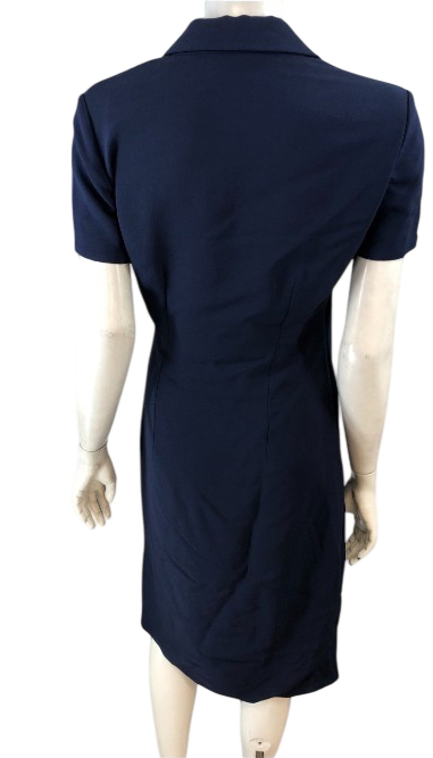 Branded Navy Blue Wrap Dress Women's UK12 Smart Casual Short Sleeve Elegant