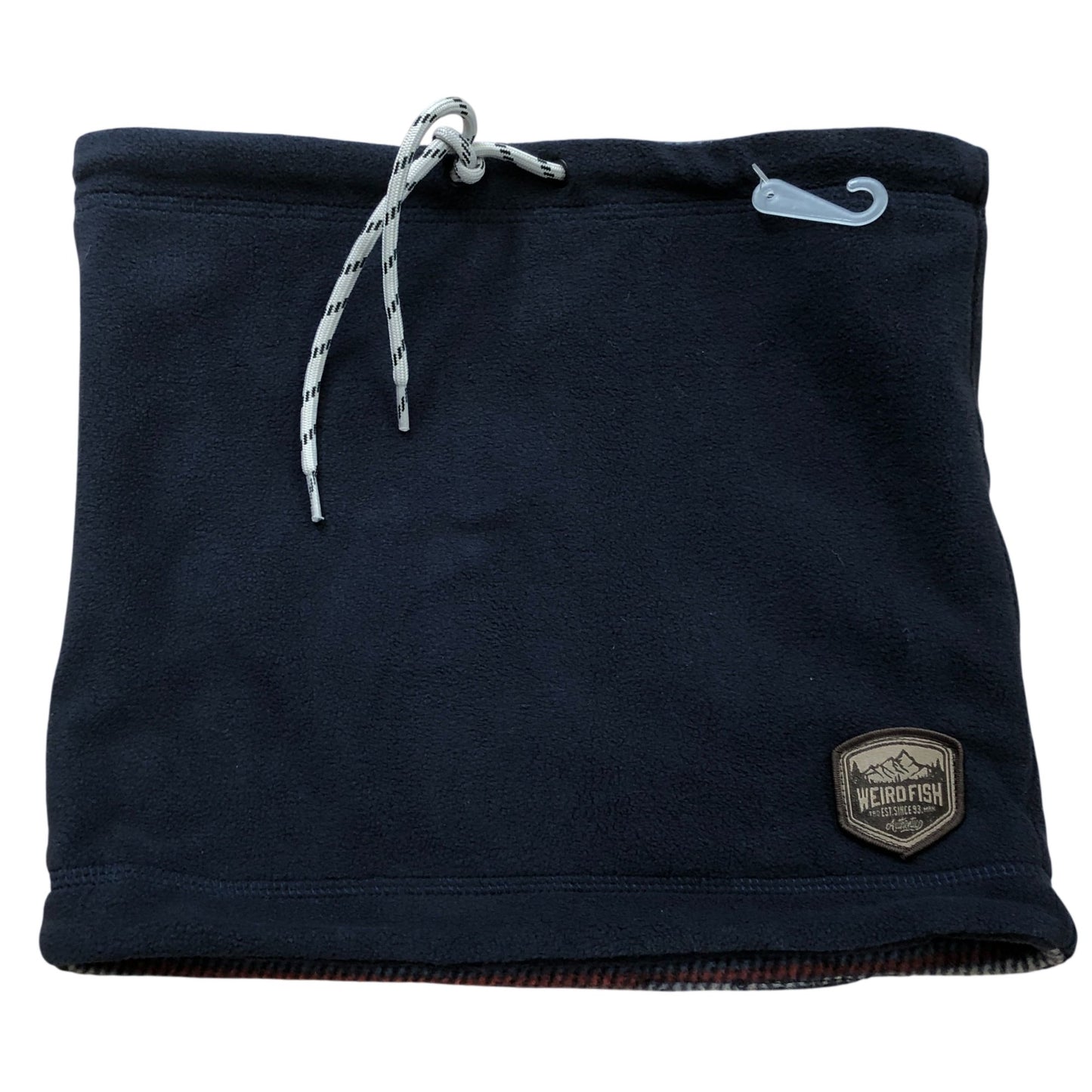 Weird Fish Reversable Gaiter Neck Warmer Navy Blue and Striped Fleece
