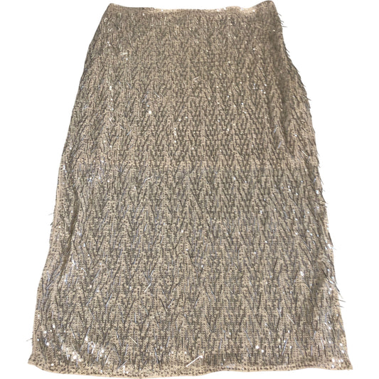 Sequin Embellished Skirt Size 16 Women's Party Midi Length Dress Beige