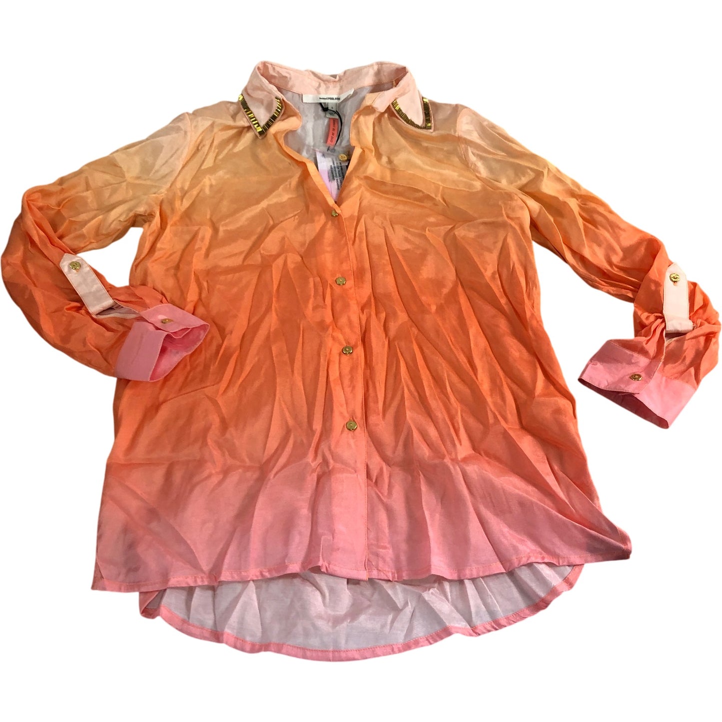 River Island Orange Ombre Blouse UK S Women's Viscose Embellished Collar