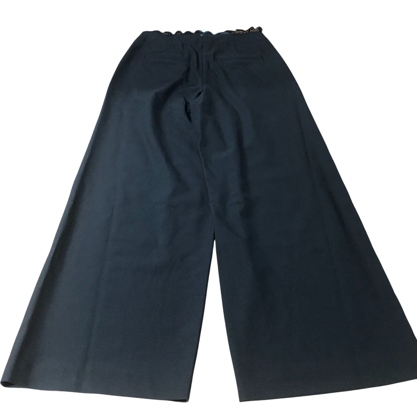 Wide Leg Trousers Women's Black Soft Fabric Pull On Stretch UK10 Small