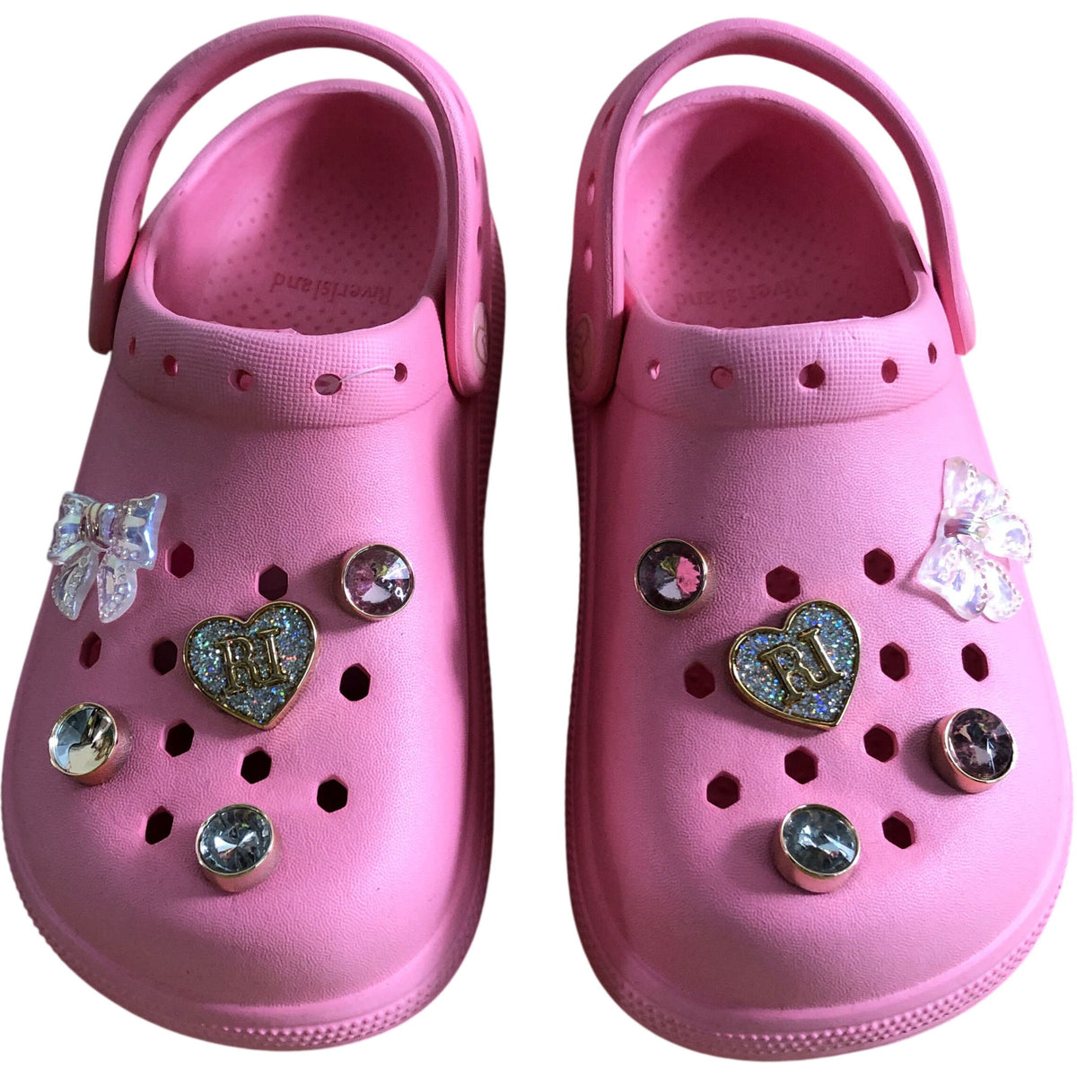 River Island Pink Clog Sandals Size 13 Girls With Decorations