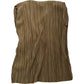 River Island Women's Pleated Top Size S Brown Wrap Style With Belt Detail