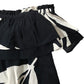 Lightweight Off Shoulder Top Size XS Black White Leaf Print