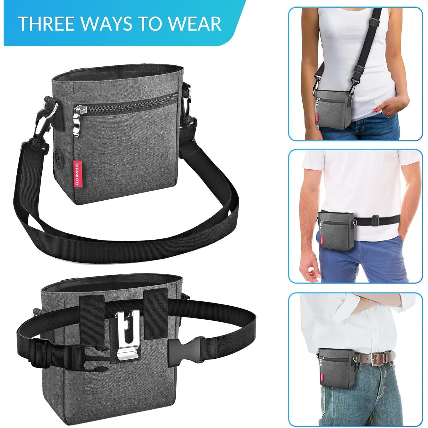 AEMIAO Dog Treat Pouch For Walking Hands Free Training Bag Compact Design