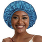 Hat Hut Satin Bonnet Silk Bonnet With Tie Band Prussian Blue Black