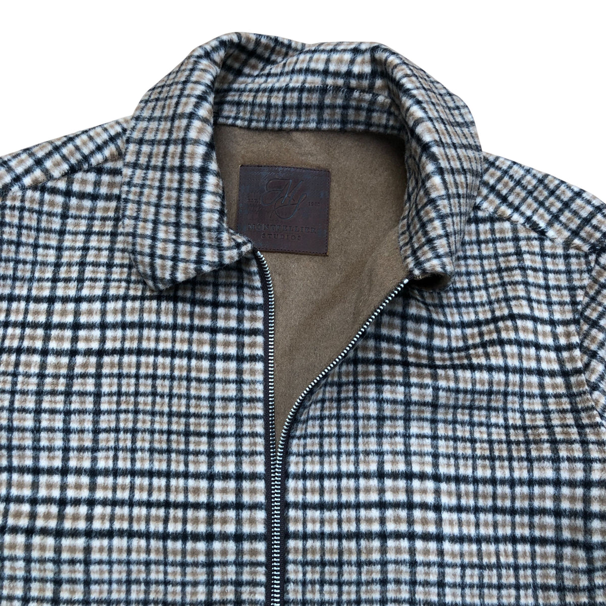 River Island Brown Check Wool Blend Zip Up Trucker Jacket
