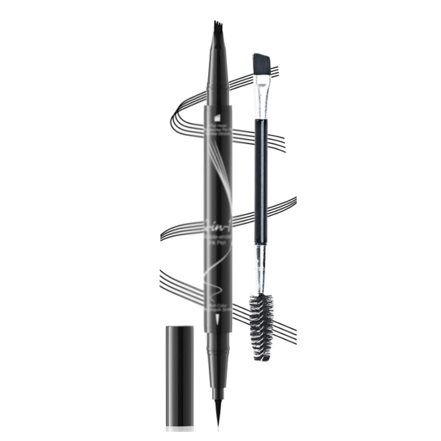 HelloKiss Double End Eyebrow Shaping 2in1 Brow Pen Gel Shade 04 Black