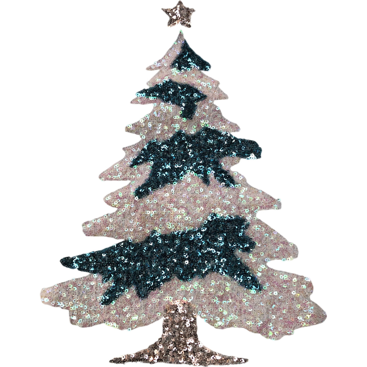 Sequin Christmas Tree Sweater Size 16 Women's Festive Blue Knit