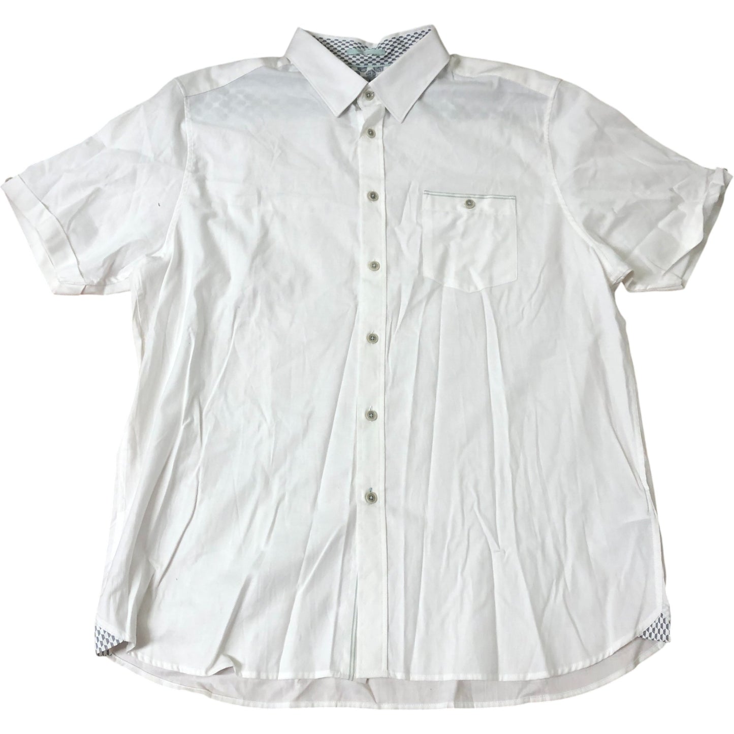 Men's Shirt Size XXL Short Sleeve White Cotton Blend Casual Top