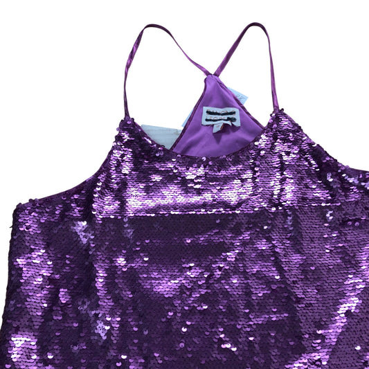 Dancing Leopard Sequin Dress Size 14 Women's Purple Sparkly Sleeveless