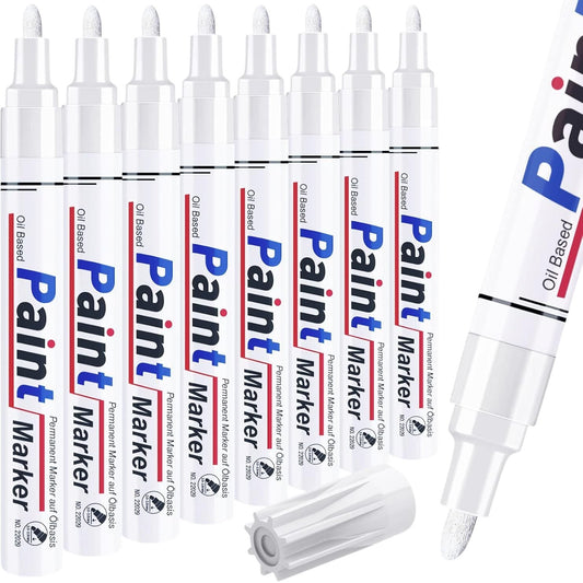 8 Pieces Paint Markers Permanent Water Based Draw On Anything White Ink