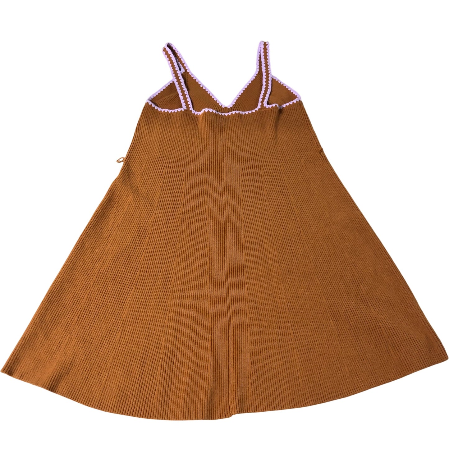 Boden Sleeveless Dress Women's Ribbed Cotton Orange with Pink Trim Size 14