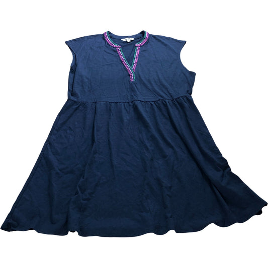 Navy Embroidered Short Dress - Size 20