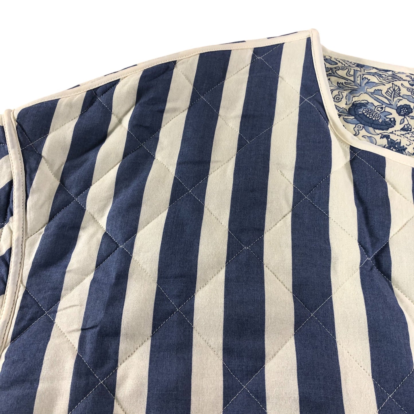 River Island Reversible Striped Floral Quilted Jacket Women's Blue Large
