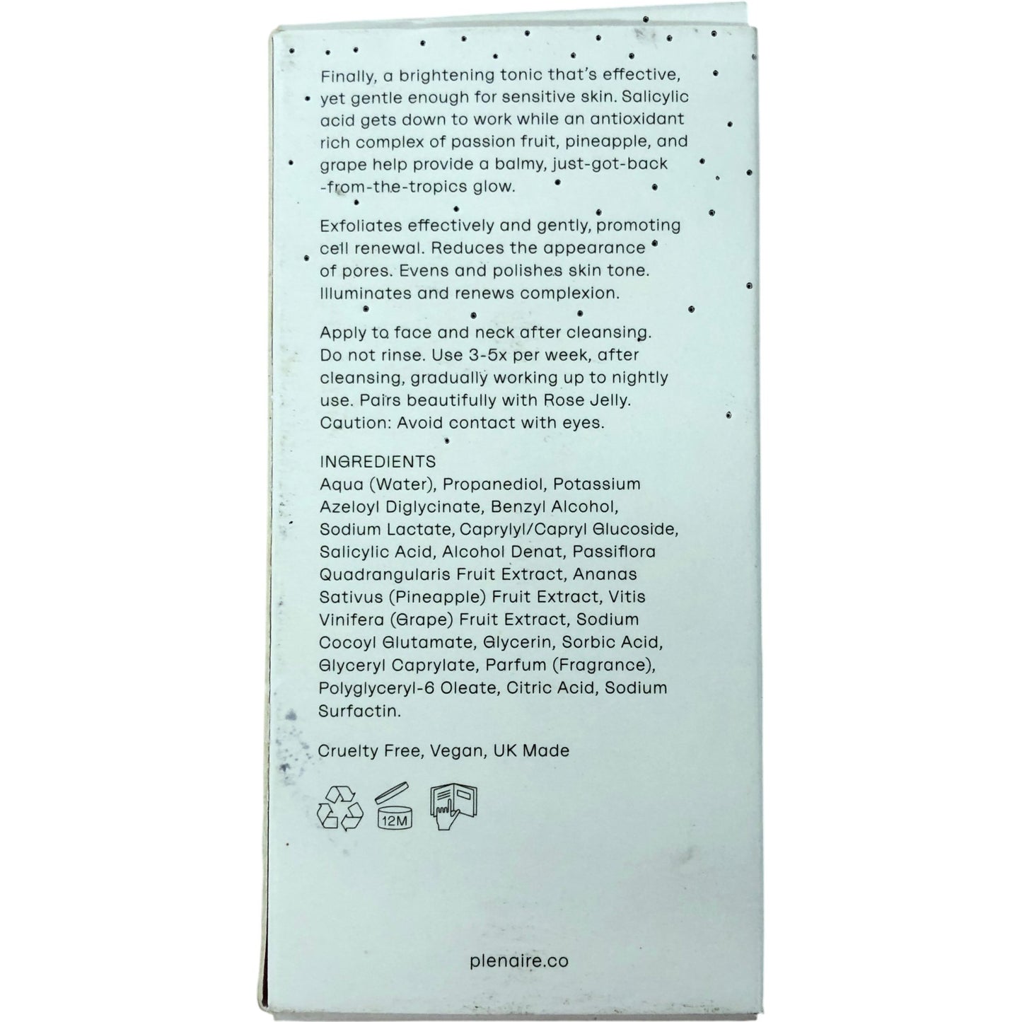 PLENAIRE Tropique Enzymatic Exfoliant Skincare Treatment 180ml Vegan UK Made